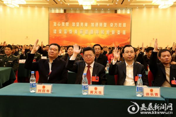 与会代表举手表决通过各项决议