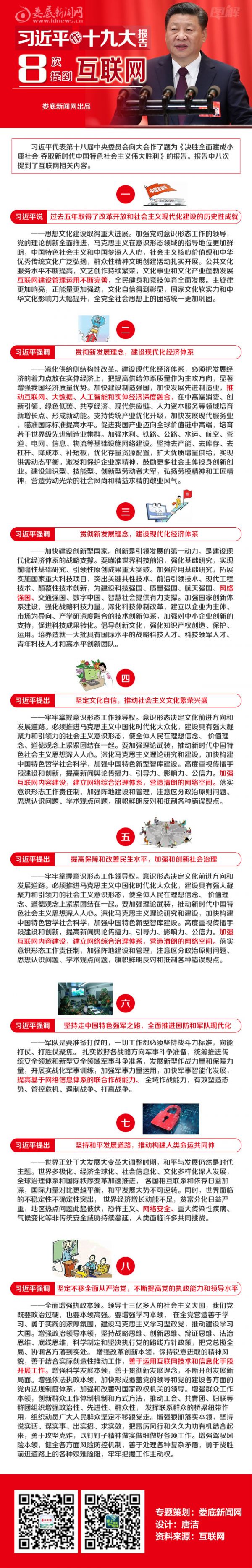 习近平作十九大报告 八次提到互联网