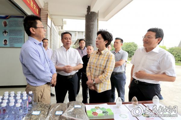 （下午，在双峰县工业园，乌兰首先考察了威嘉生物）