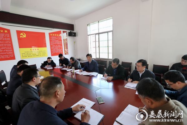 在抽查了三个村的脱贫攻坚工作情况后，李荐国与县镇村干部进行了座谈