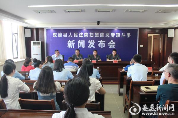 （7月31日，双峰县人民法院组织召开“扫黑除恶专项斗争”新闻发布会，向社会公布法院扫黑除恶专项斗争的开展情况、主要做法和下一步工作计划）