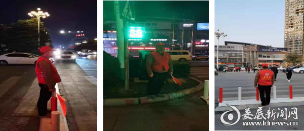 （区统计局志愿者在开展交通文明劝导）