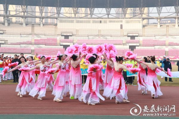 （国家一级演员陶孝发先生指导编排的大型开场舞《桃花瑶》拉开了开幕式序幕）