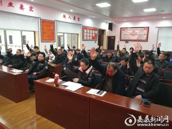 (党员举手表决通过议程)