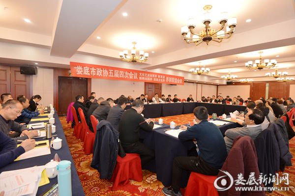 娄底市政协五届四次会议文化艺术体育界、教育界、新闻出版界、医药卫生界界别联组会议现场