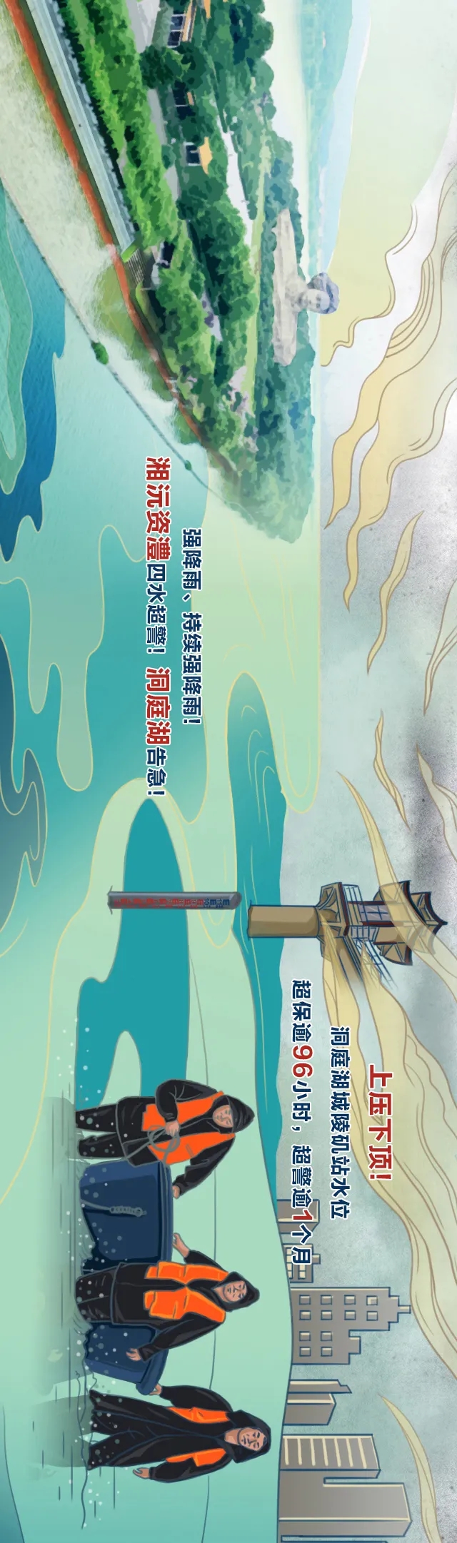 手绘长图丨湖南“不溃一堤一垸”是怎样炼成的一一2020湖南防汛救灾图鉴