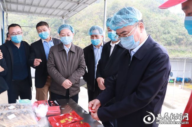 （娄底市政协主席姚兵在湖南麻辣魔方食品科技有限公司调研）