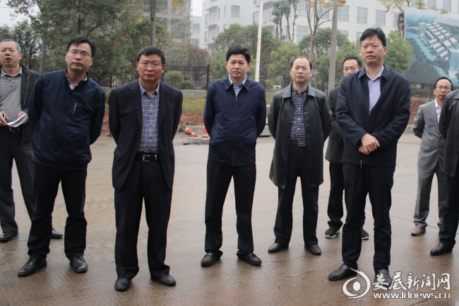 （图为调研组一行在湖南娄底钢铁生态小镇听取项目建设情况介绍）
