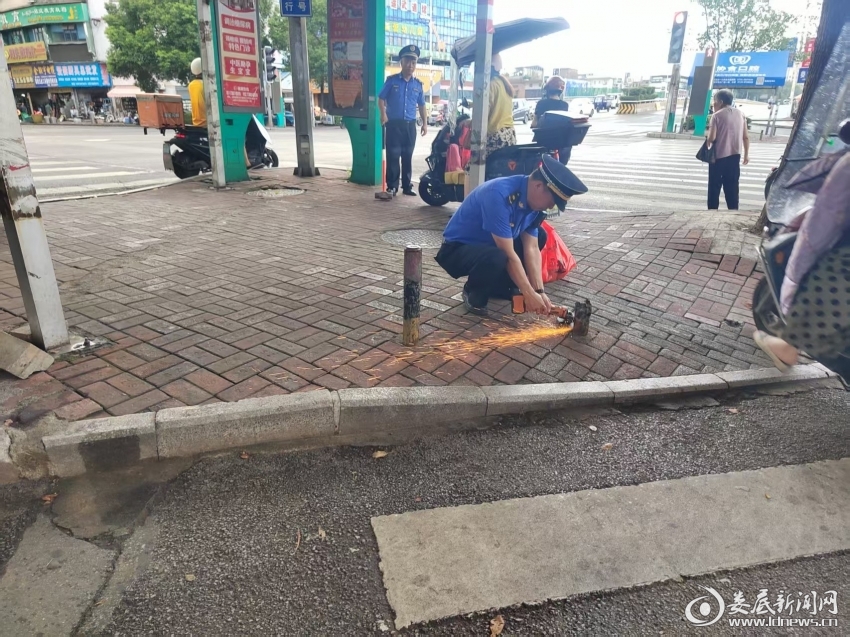 市城管执法支队城东大队及时处置人行道安全隐患